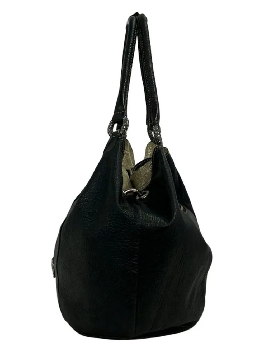 MICHELANGELO Black Leather Tote Bag